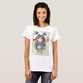 Anime meisje met bloemen t-shirt (Voorkant volledig)