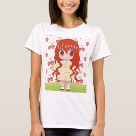 Anime meisje met bloemen t-shirt