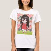 Anime meisje met bloemen t-shirt (Voorkant)