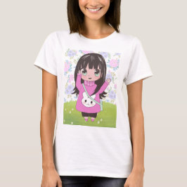 Anime meisje met bloemen t-shirt