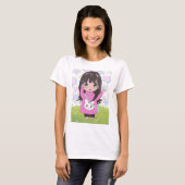 Anime meisje met bloemen t-shirt (Voorkant volledig)