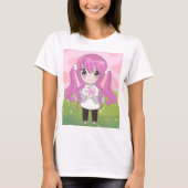 Anime meisje met bloemen t-shirt (Voorkant)