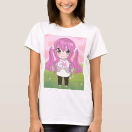 Anime meisje met bloemen t-shirt