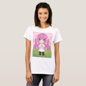 Anime meisje met bloemen t-shirt (Voorkant volledig)