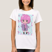 Anime meisje met bloemen t-shirt (Voorkant)