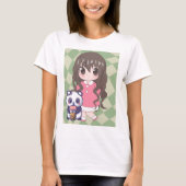 Anime meisje met bloemen t-shirt (Voorkant)