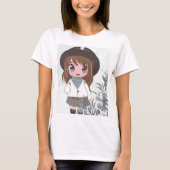 Anime meisje met bloemen t-shirt (Voorkant)
