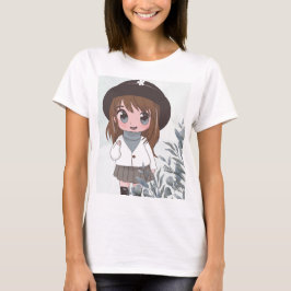 Anime meisje met bloemen t-shirt