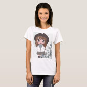 Anime meisje met bloemen t-shirt (Voorkant volledig)
