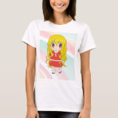 Anime meisje met bloemen t-shirt (Voorkant)