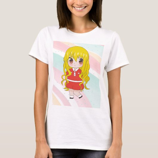 Anime meisje met bloemen t-shirt (Voorkant)