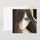 Anime meisje met bruin haar en blauwe ogen (Voorkant / Achterkant)