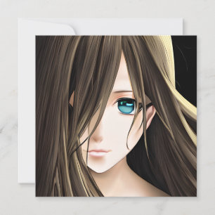 Anime meisje met bruin haar en blauwe ogen