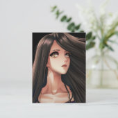 Anime meisje met bruine ogen jarig briefkaart (Staand voorkant)