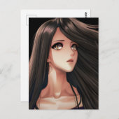 Anime meisje met bruine ogen verjaardag briefkaart (Voorkant / Achterkant)