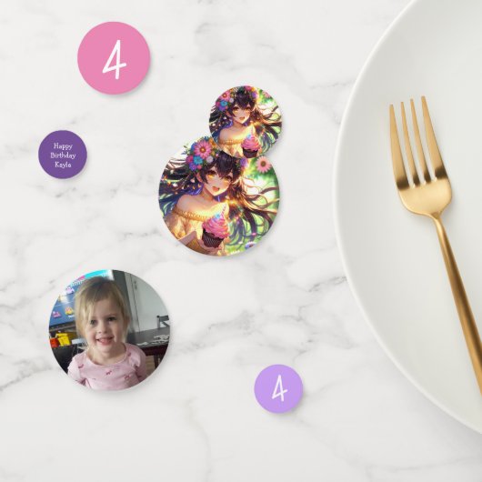  Anime Meisje met Cupcake Verjaardag Confetti (Groep)