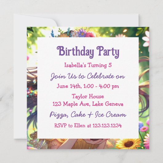  Anime Meisje met Cupcake Verjaardag Kaart (Achterkant)