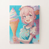 Anime Meisje met Cupcake Whimsical Legpuzzel (Verticaal)