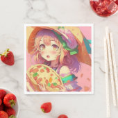  anime meisje met een pizza servet (Insitu)