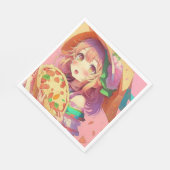  anime meisje met een pizza servet (Hoek)