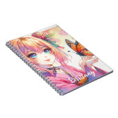 Anime Meisje Met Een Vlinder Gepersonaliseerd Notitieboek (Rechterzijde)