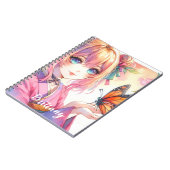 Anime Meisje Met Een Vlinder Gepersonaliseerd Notitieboek (Linkerzijde)