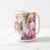 Anime Meisje Met Een Vlinder Koffiemok (Voorkant rechts)