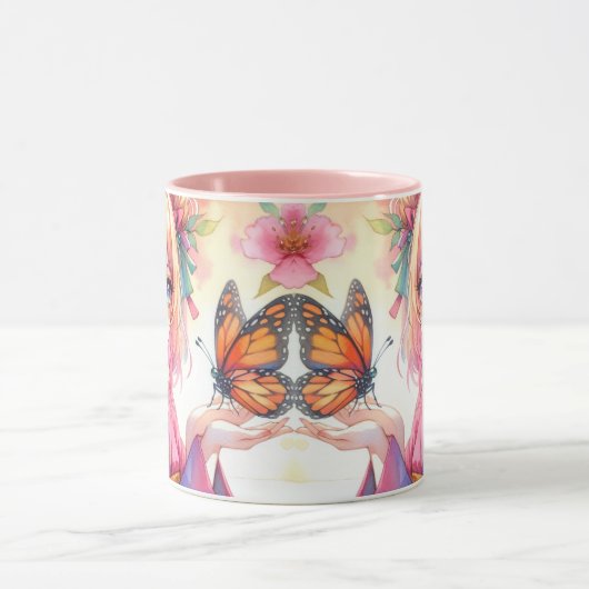 Anime Meisje Met Een Vlinder Mok (Midden)