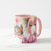 Anime Meisje Met Een Vlinder Mok (Voorkant rechts)