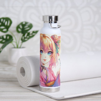 Anime Meisje Met Een Vlinder Waterfles