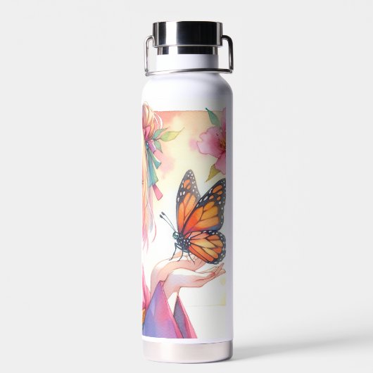 Anime Meisje Met Een Vlinder Waterfles (Achterkant)