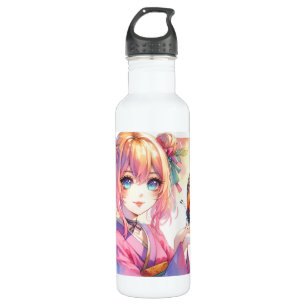 Anime Meisje Met Een Vlinder Waterfles