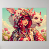 Anime meisje met fantasie schepsel, postcrossing poster (Voorkant)