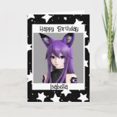 Anime Meisje met Fox Oars Verjaardag Kaart (Voorkant)