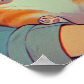 Anime meisje met haar favoriete kat poster (Hoek)