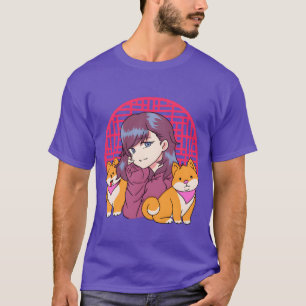 Anime meisje met honden vriend t-shirt