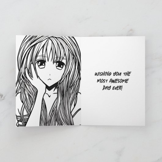 Anime Meisje met Hoofdtelefoon en Kattenoren Verja Kaart (Binnen)