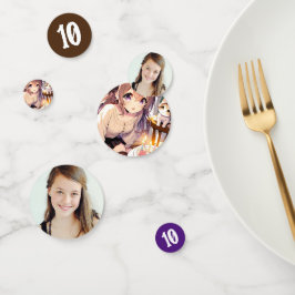  anime meisje met kitten en verjaardagstaart confetti