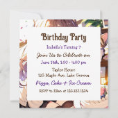 anime meisje met kitten en verjaardagstaart kaart (Achterkant)