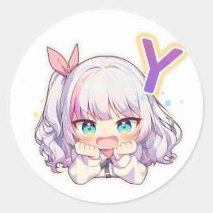 Anime meisje met letter Y Ronde Sticker