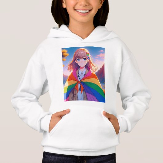 Anime meisje met LGBTQIA+ cape (Voorkant)