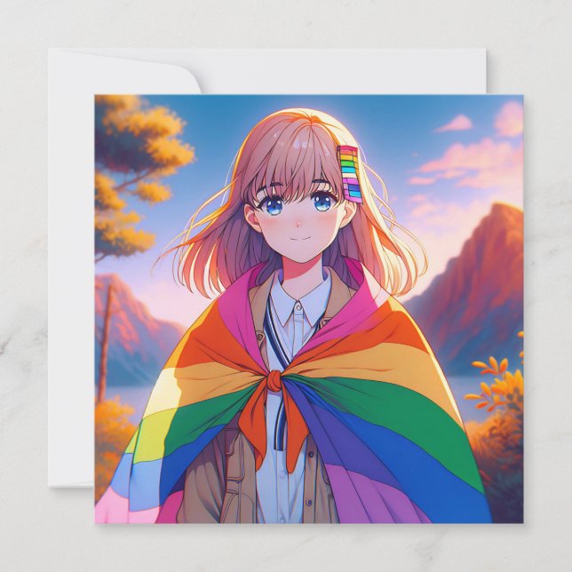Anime Meisje met LGBTQIA+ Cape (Voorkant)