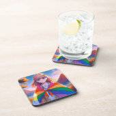 Anime Meisje met LGBTQIA+ Cape Bier Onderzetter (Rechterzijde)