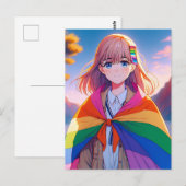 Anime Meisje met LGBTQIA+ Cape Briefkaart (Voorkant / Achterkant)
