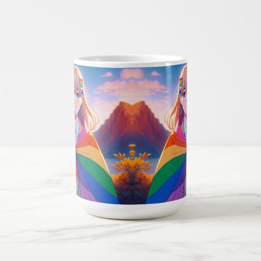 Anime Meisje met LGBTQIA+ Cape Koffiemok (Center)