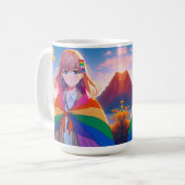 Anime Meisje met LGBTQIA+ Cape Koffiemok (Voorkant links)
