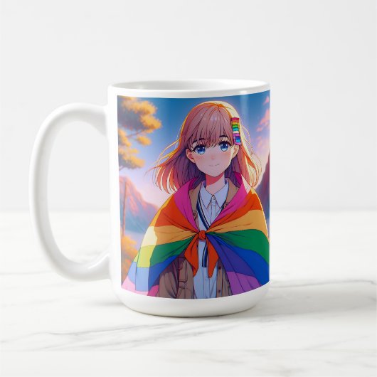 Anime Meisje met LGBTQIA+ Cape Koffiemok (Links)