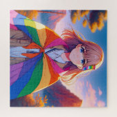 Anime Meisje met LGBTQIA+ Cape Legpuzzel (Horizontaal)