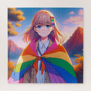 Anime Meisje met LGBTQIA+ Cape Legpuzzel