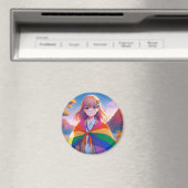 Anime Meisje met LGBTQIA+ Cape Magneet (Insitu (Vaatwasser))